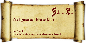 Zsigmond Nanetta névjegykártya